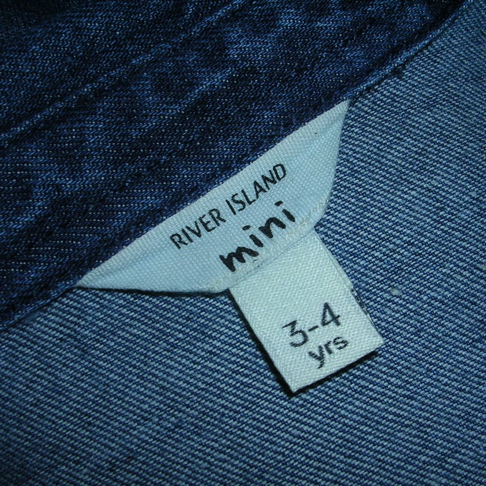 River Island Girls Blue Denim Playsuit Jump Suit Outfit Age 3-4 104cm - Image 4 of 4