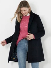 Womens Joules USA Wool Blend Birlcheck Costello Coat Overcoat US 10 UK 14 NWOT