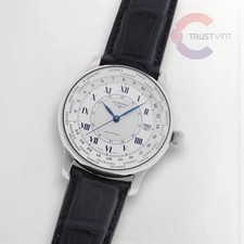 Orologio Uomo Longines Weems World Time L2.624.4 Carica Automatica Quadrante Argento