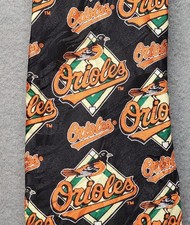 Baltimore Orioles Silk Necktie By RM Sport, Ralph Marlin, Made In USA, 100% Silk