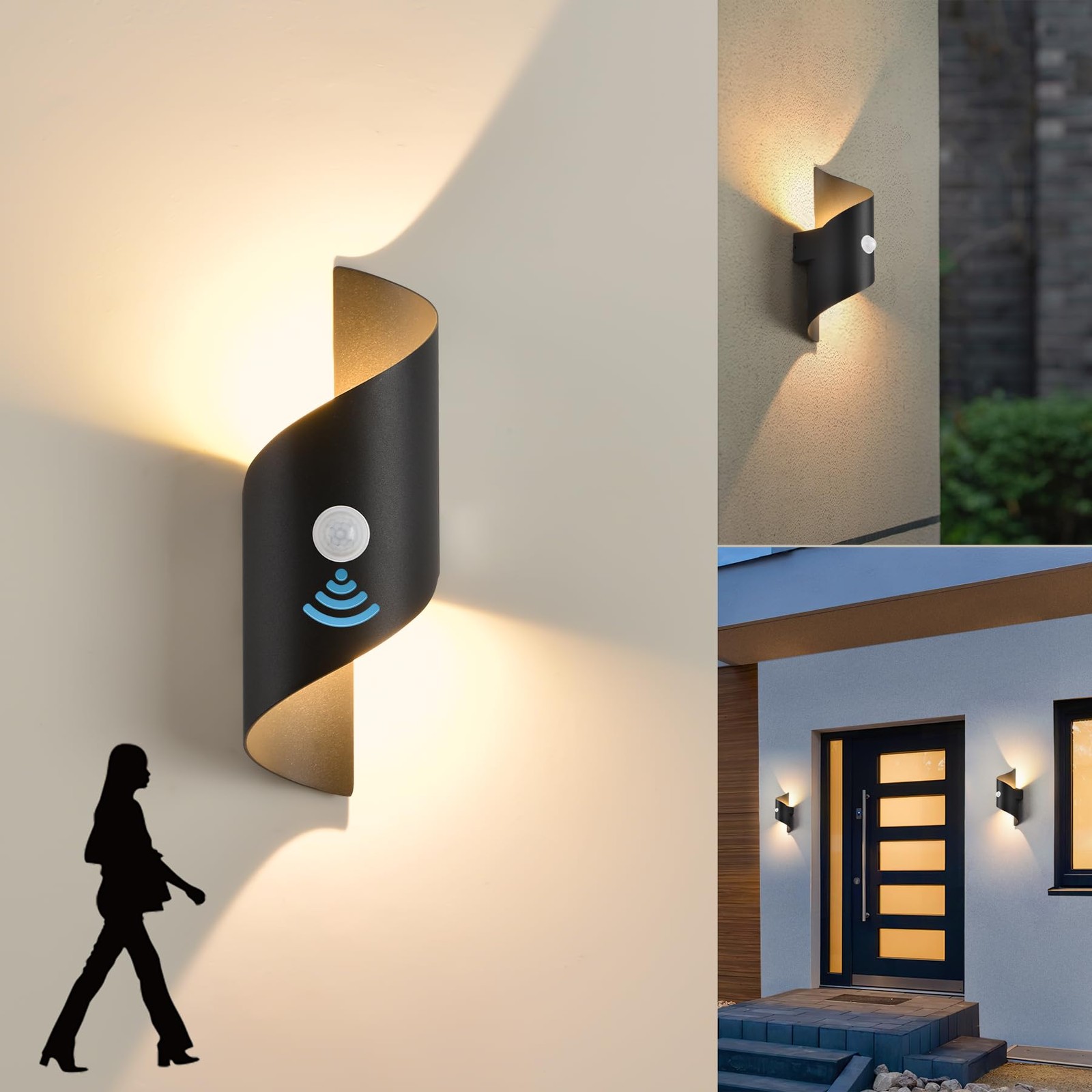 Luminaire extérieur LED avec détecteur de mouvement applique murale 10W étanche blanc chaud 3000K