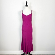 Nation LTD Womens Y2K Sofia Bias Cut Slip Midi Dress Purple Safari Print Large