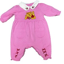 Vintage Disney embroidered Baby Winnie the Pooh Romper Pink Textured 3-6 Months