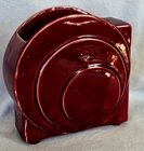 McCoy Pottery Art Deco Disc Fan Vase Burgundy Glaze VGC