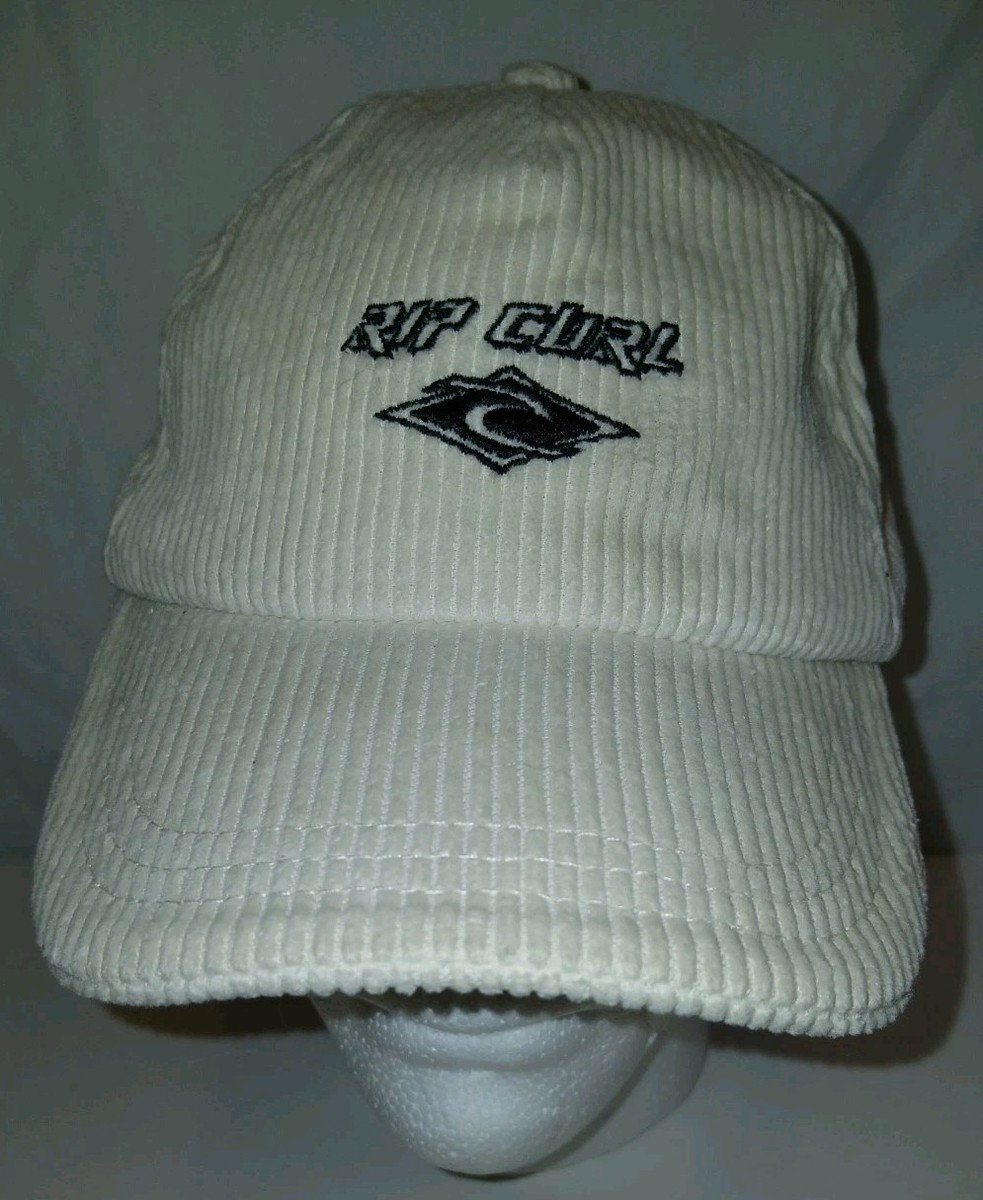 RIP CURL CORDUROY HAT CAP DRAWSTRING IVORY ONE SIZE BLACK LOGO