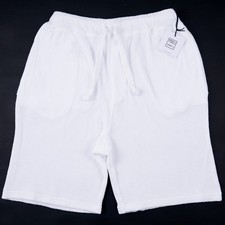 Fedeli 'Run' White Terry Cloth Cotton Drawstring Waist Shorts S 30-32 NWT