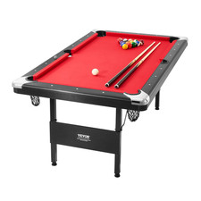 VEVOR 6.3ft Billiards Table Portable Pool Table Red Cloth for Family Game Room