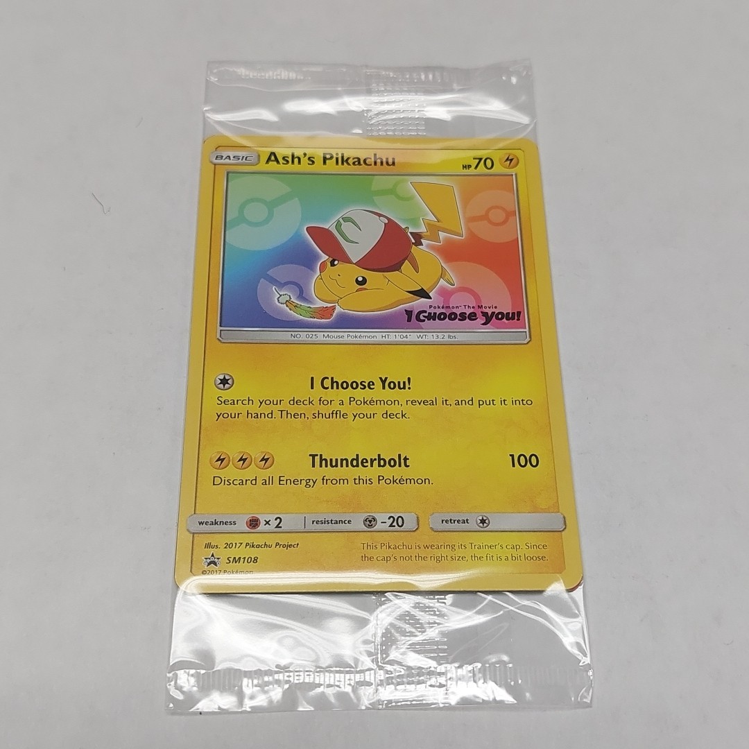 Sealed NM-Mint Ash's Pikachu - SM108 - Promo - SM Black Star Promo Pokémon