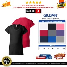 3 Pack Of Gildan G64VL Ladies SoftStyle Tee Short Sleeve Fitted V-Neck T-Shirt