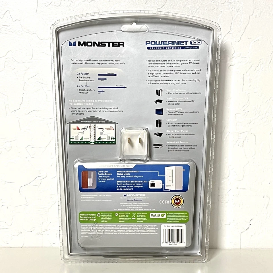 Monster Digital Express Powernet 100 Network Expansion Adapter - New Sealed - Image 3 of 4