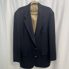 Mark Shale 100 Wool Navy Blue Blazer XL Long Gold Buttons Classic USA