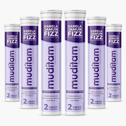 Muditam Ayurved Jamun Fizz | 120 Effervescent Tablet 2 Months Pack Balance Sugar