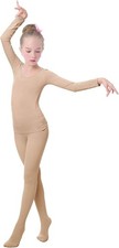 Daydance Nude Kids Girls Base Layers Set Tan Active 3T / 4T,
