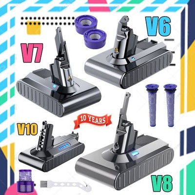 9500mAh Akku für Dyson V6 V7 V8 V10 Absolute Animal Staubsauger 6,0Ah / Filter