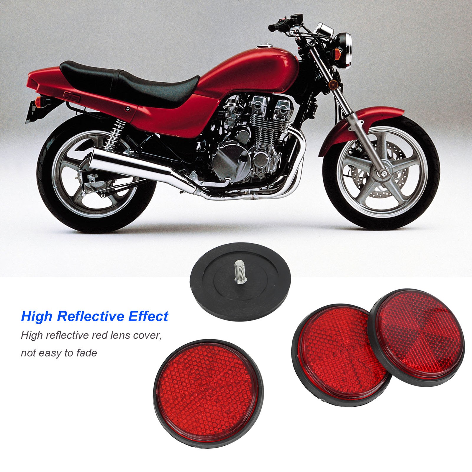 4-Pack 2in Red Round Warning Reflectors for Trucks Trailers Boats L2S-image