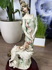 Giuseppe Armani Capodimonte Figurine Lamp Lady with Borzoi Dog Florence 1987