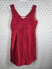 Victorias Secret VINTAGE Heart Label Satin LARGE Red Slip Dress Nightie Lingerie