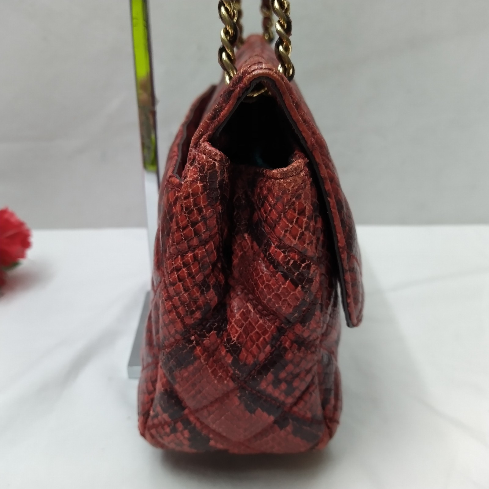 Michael Kors Red Leather Quilted Python Embossed … - image 8