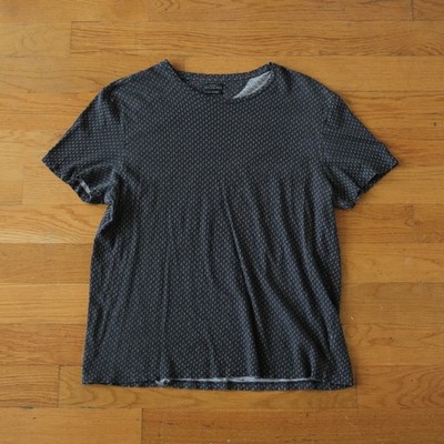 AllSaints T-Shirt Men Grey Micro Print Distressed Grunge XXL Casual Short Sleeve