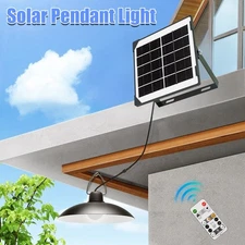 2x Solar Powered Pendant Lights Outdoor Indoor Dusk to Dawn Barn Yard Shed Lamps