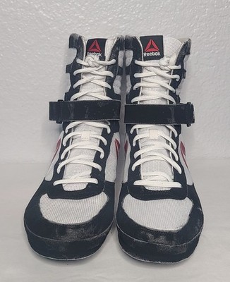 Damaged Reebok Men s Black White Red Boxing Shoes Boots Size 10 1/2 Mayweather 