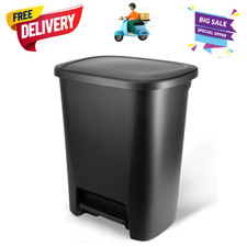 Hefty Step On Trash Can 20.1 Gallon Black Plastic Extra Large Kitchen Bin
