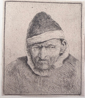 Adriaen van Ostade man with hat cold needle etching around 1660