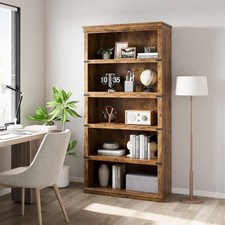 5 Tier Bookcase Book Shelf Wooden Bookshelves Display Shelves for Home Office