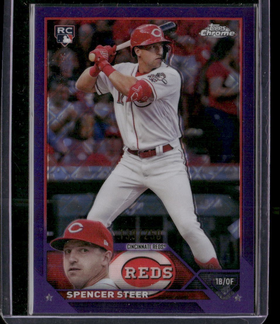 2023 Topps Chrome Logofractor Edition #146 Spencer Steer Purple Refractor #/250
