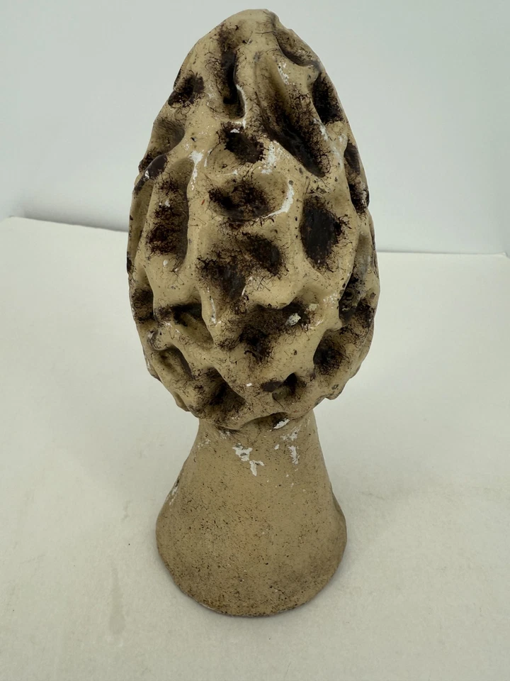 Vintage Concrete Cement Morel Mushroom Statue 9" Garden Yard Décor Weathered - Image 1 of 4