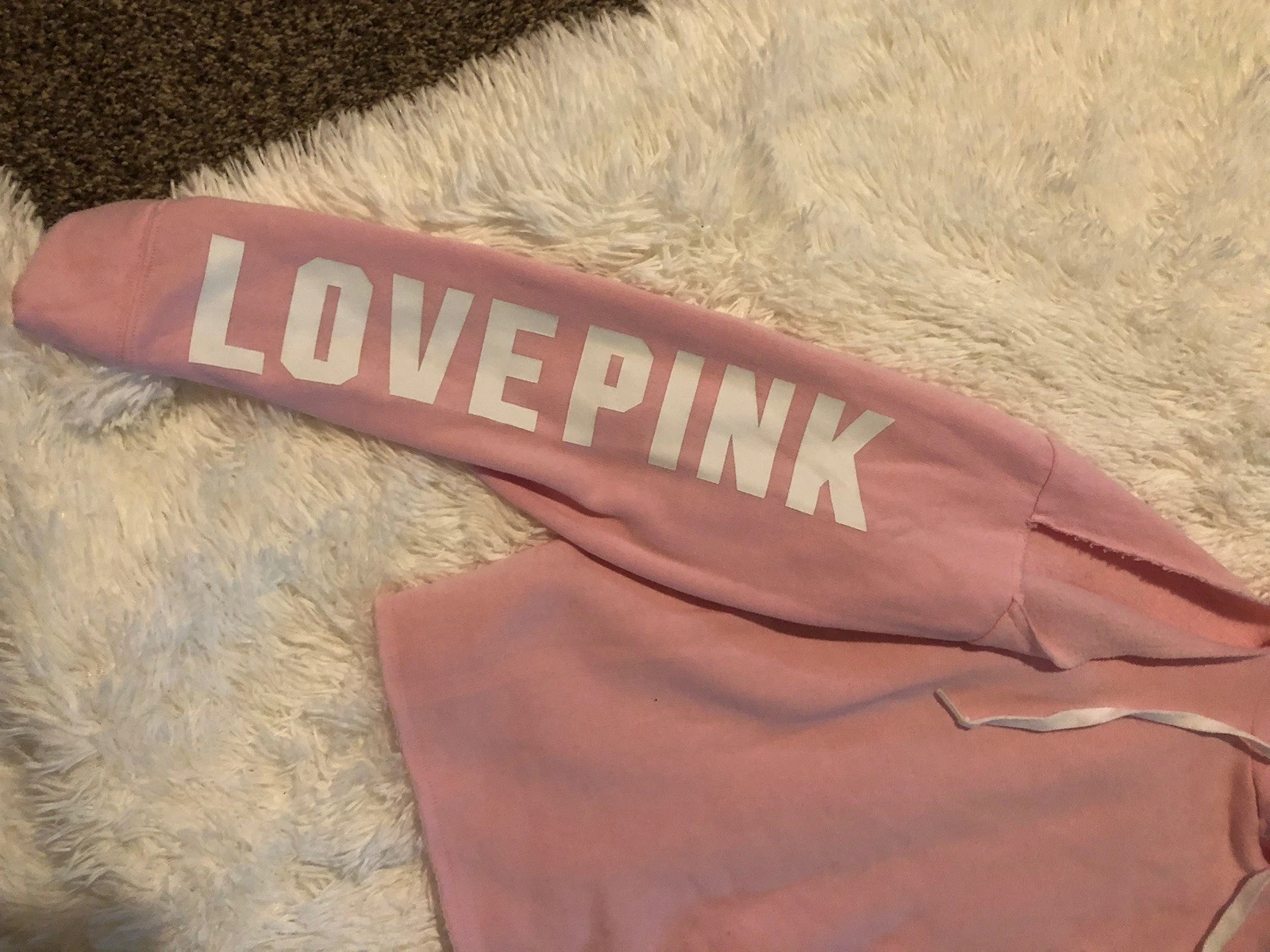 UNDERCOVER Felpa con cappuccio Victoria's Secret ROSA spalle aperte e pantaloncini abbinati XS