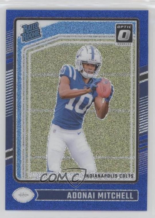 2024 Donruss Optic Rated Blue Glitter Prizm Adonai Mitchell #203 Rookie RC 0n64