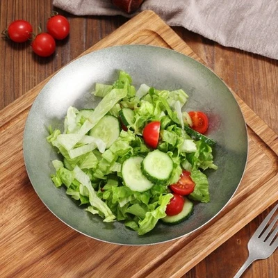 304 SS Round Metal Plate for Salad Serving and Daily Kitchen Use Tasks - Image 1 of 4