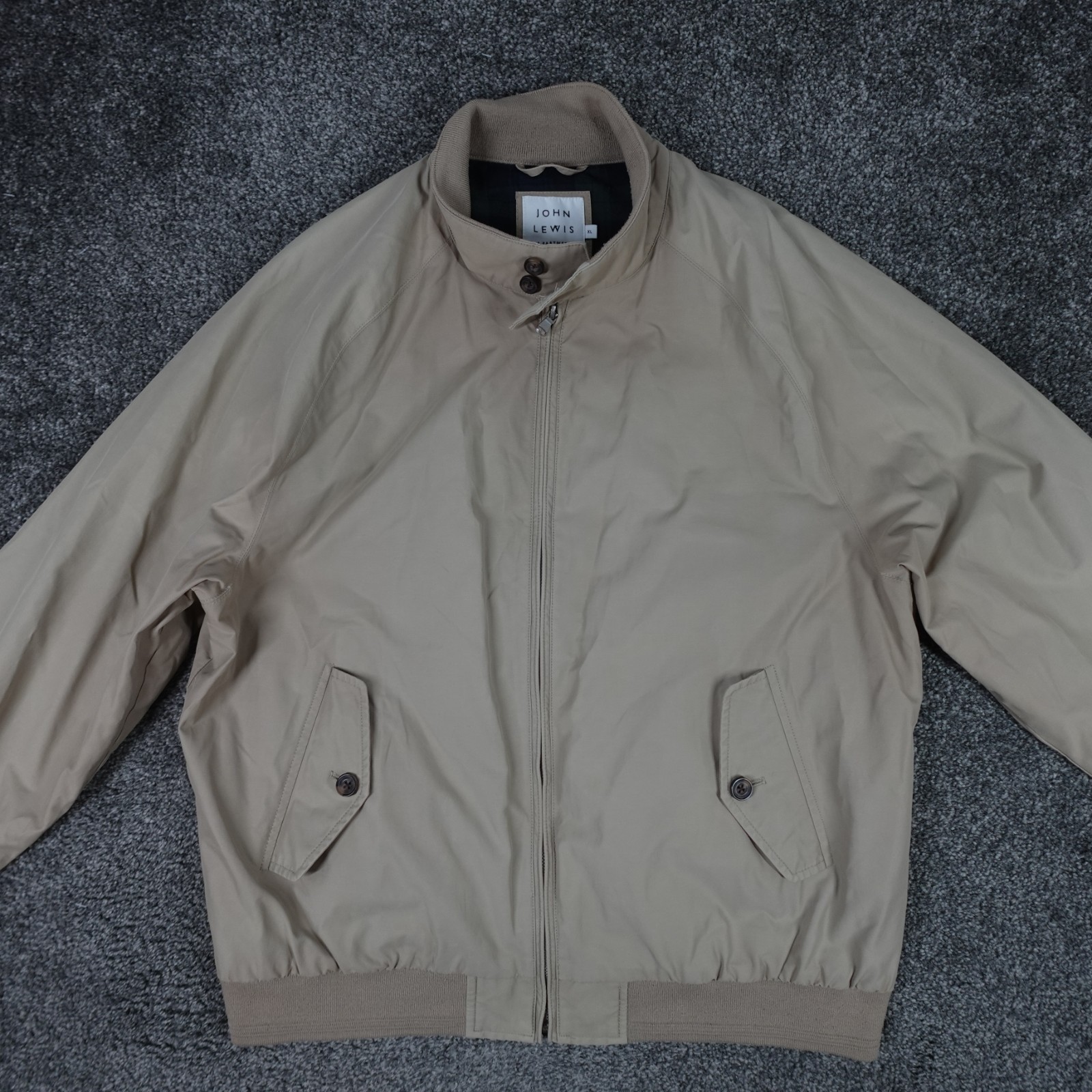 John Lewis Bomber Jacket Beige Size Large Men's Lined