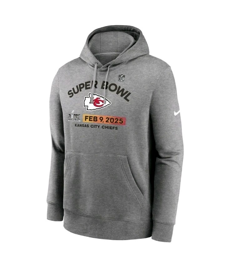 Kansas City Chiefs Nike Super Bowl LIX Fleece Pullover Hoodie Sz L