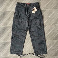 Hellstar Cargo Pants Ripped Camouflage Men Dark Grey Wide-Leg Heavyweight Cotton