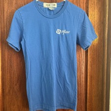 Vintage Pfizer Promo T Shirt Blue Gildan Corporate Pharma Logo Size XS Embroider