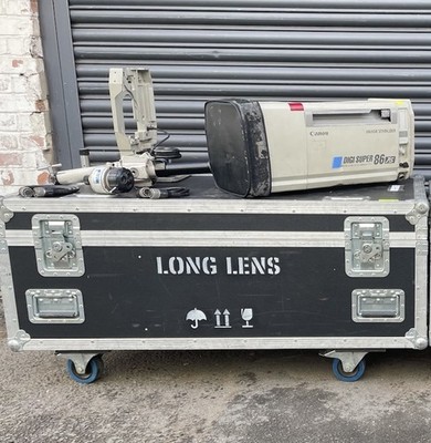 Canon XJ86x9.3B DIGISUPER 86 HD Objektiv mit Steuerung, Schlitten und Flightcase