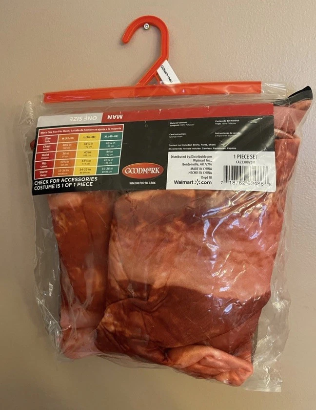 Disfraz de Halloween a rayas de tocino, una pieza, talla única para adulto Foto 2 de 3