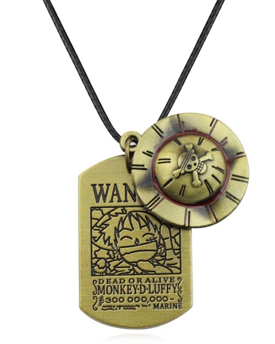 Anime Una Pieza Luffy Sombrero de Paja Buscado Collar Metal Colgante Juegos con disfraces Regalo
