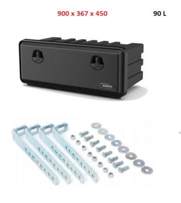 DAKEN Just 900 Coffre a outils 90L Boîte De Rangement Camions+SUPPORTS CROCHETS - Photo 1/4