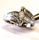 14k white gold .82ct marquise SI2 H diamond engagement ring vintage ladies 4.2g — photo 5
