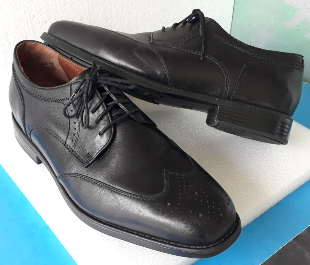 SAOLA Johnston Murphy ~ Oxford da uomo taglia 9M ~ XC4 Wingtip 15 3027 ~ Pelle nera