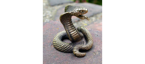 tiny solid bronze cobra snake by n.fedosov.