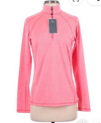 NWT Callaway Women's Weather Series 1/4 Zip Golf shirt Pullover Top S pink polo