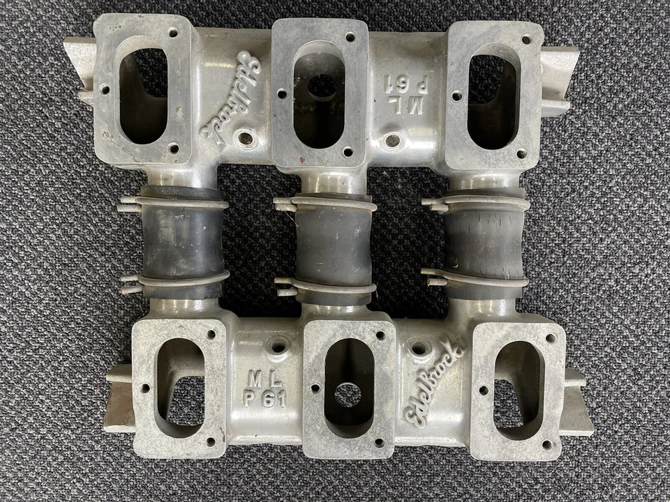 Vintage 6X2 Edelbrock Log Manifolds MLP61 Pontiac 1955-1964 316 347 370 389 421 - image 2 of 4