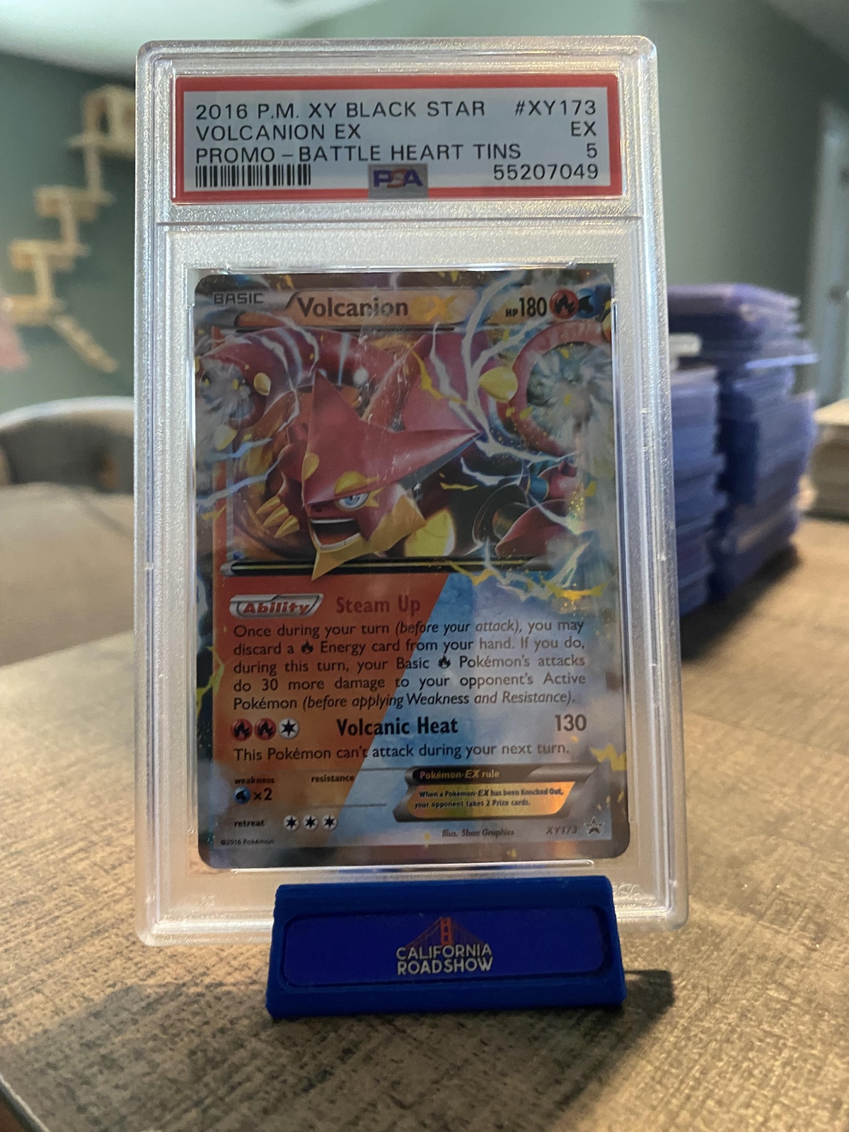 2016 Pokemon Xy Black Star Promo #XY173 Volcanion Ex Battle Heart PSA 5