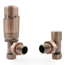 Radiator Valves Modern Thermostatic Angled TRV Pair - Cascade | Hot Flow