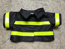 2015 Build A Bear BAB Fireman Firefighter Jacket Black  Neon Yellow - Fast Ship