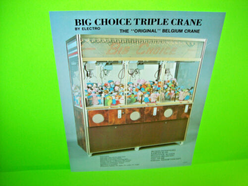 Big Choice Belgium Triple Skill Crane Original Arcade Claw Prize Game Sale Flyer - Picture 1 of 1